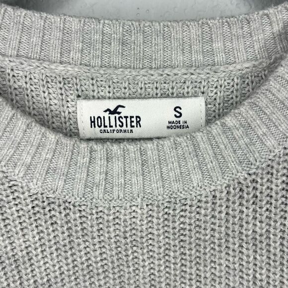 Hollister Crop Long Sleeve Crew Neck Light Gray Women’s Sweater Sz Small - Picture 10 of 10